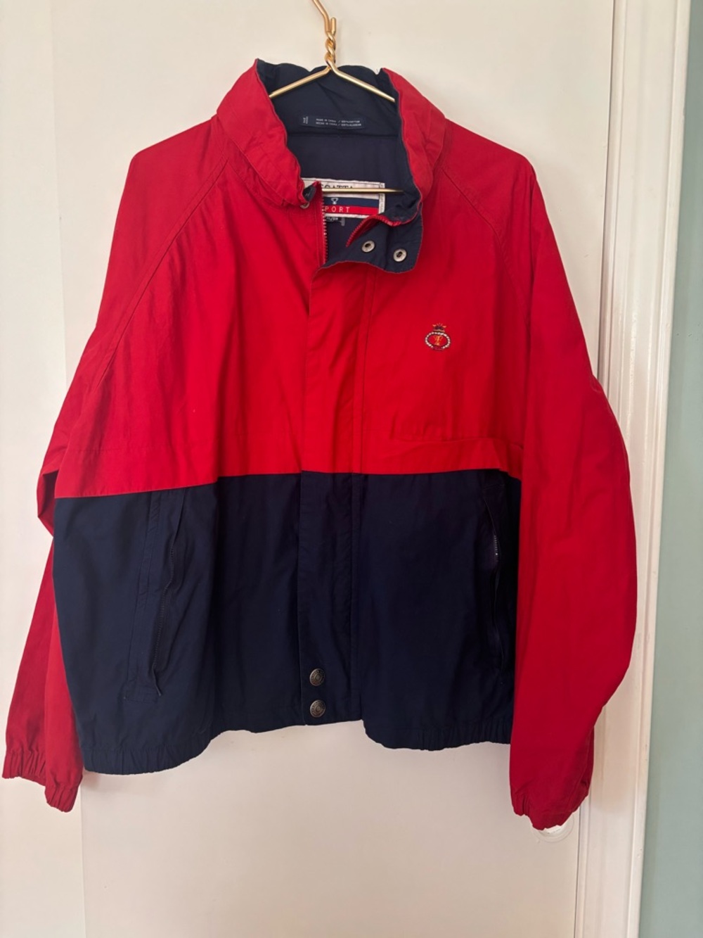 Vintage Red & Navy Colorblock Jacket